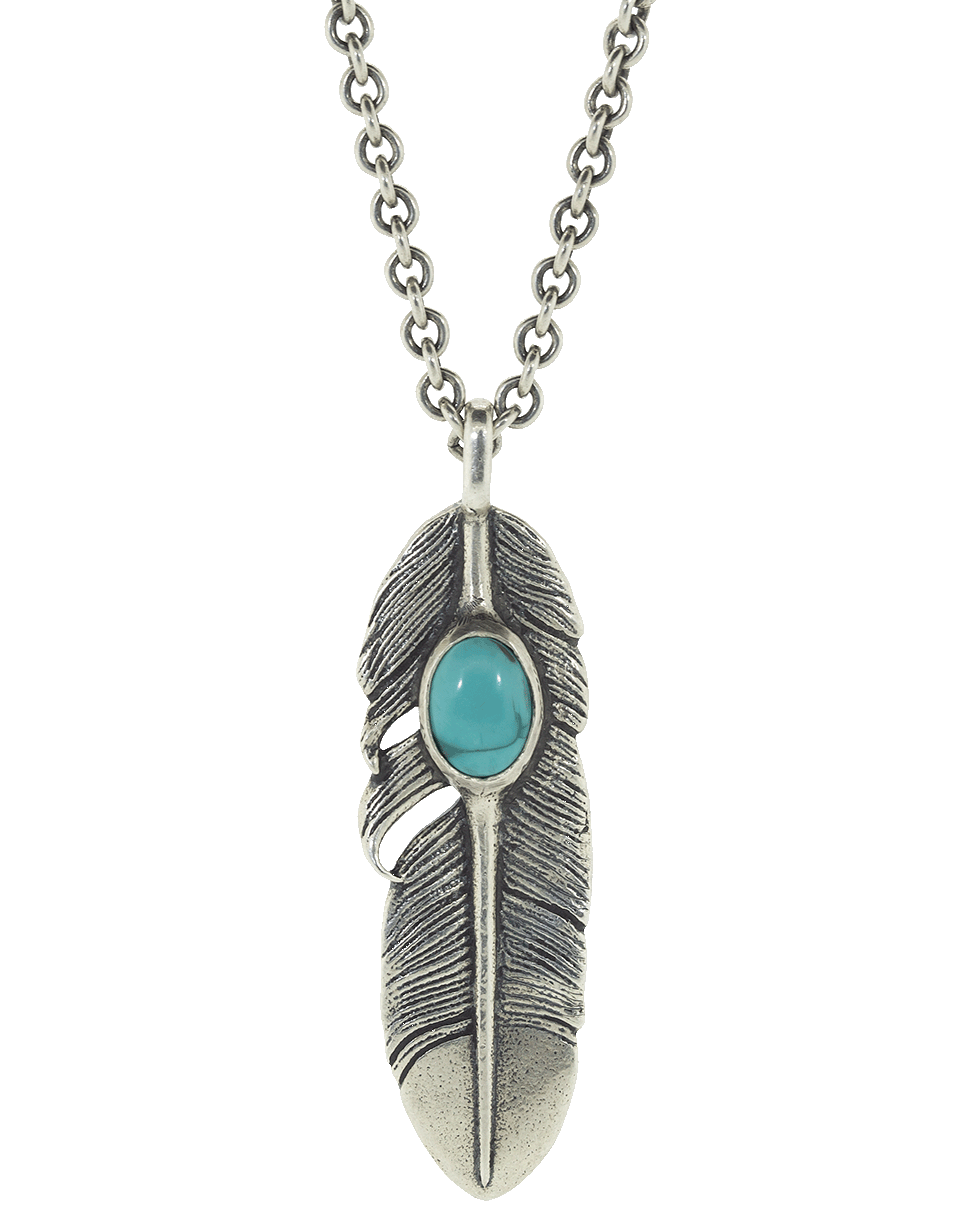 JOHN VARVATOS-Turquoise Feather Necklace-SILVER