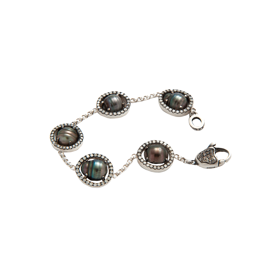 JORDAN ALEXANDER-Pearl-Slice and Diamond Chain Bracelet-SILVER