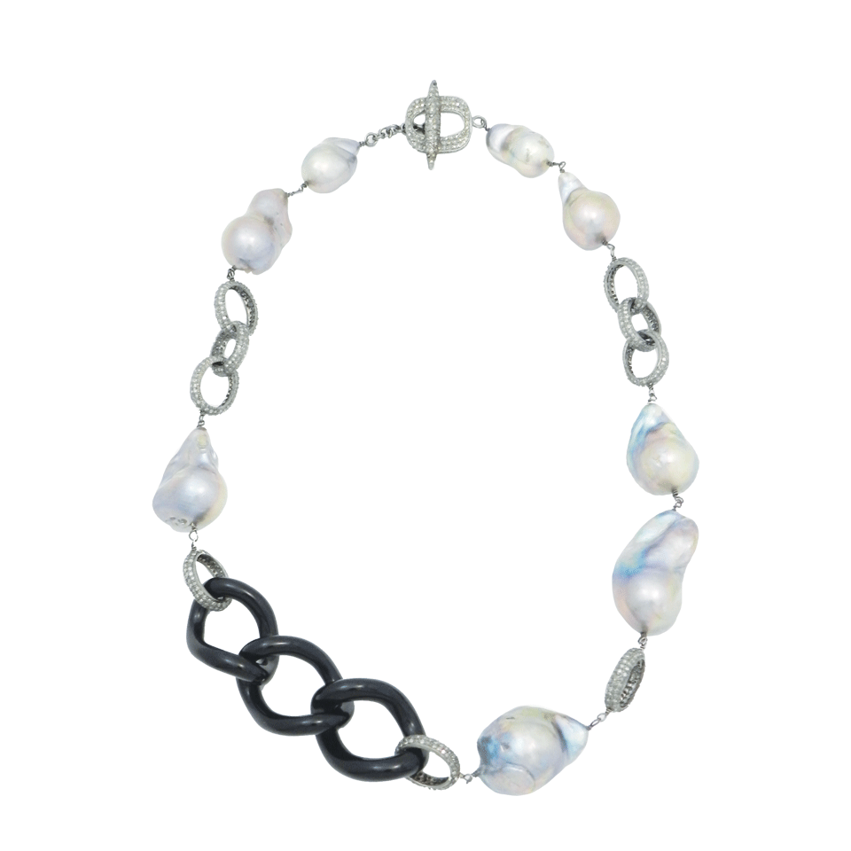 Agate-Link Pearl and Diamond Necklace JEWELRYFINE JEWELNECKLACE O JORDAN ALEXANDER   