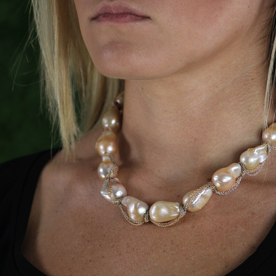 JORDAN ALEXANDER-Beige Baroque Pearl Necklace-ROSE GOLD
