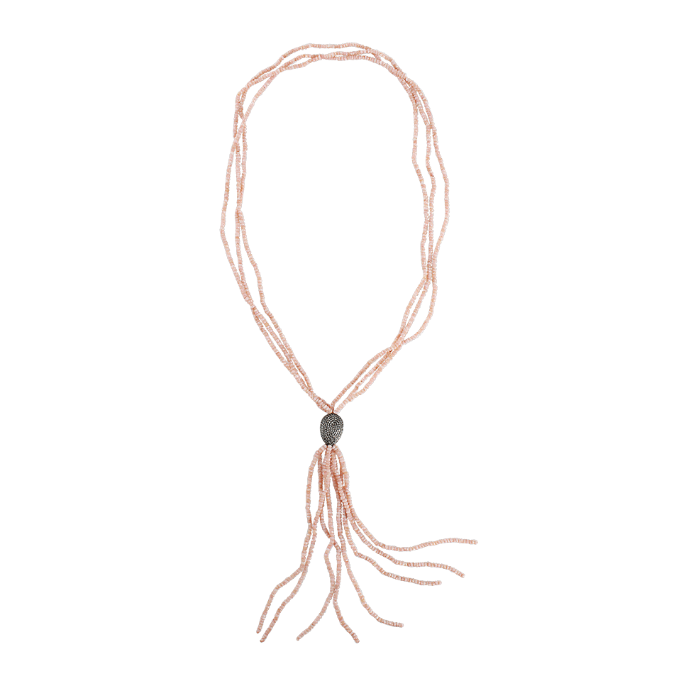 Pink Quartz Lariat Necklace with Pave Diamond Bead JEWELRYFINE JEWELNECKLACE O JORDAN ALEXANDER   