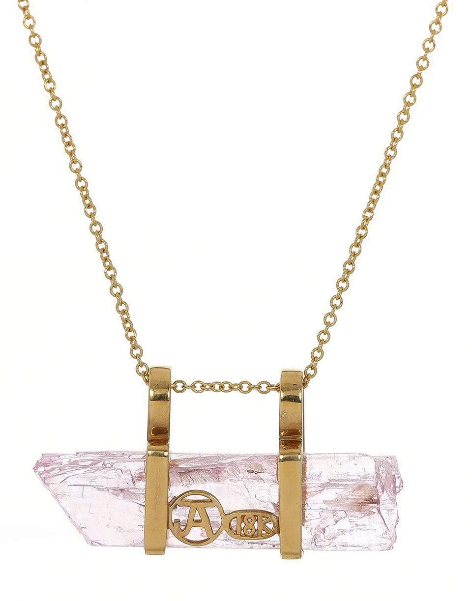 JORGE ADELER-Raw Kunzite and Diamond Pendant Necklace-YELLOW GOLD