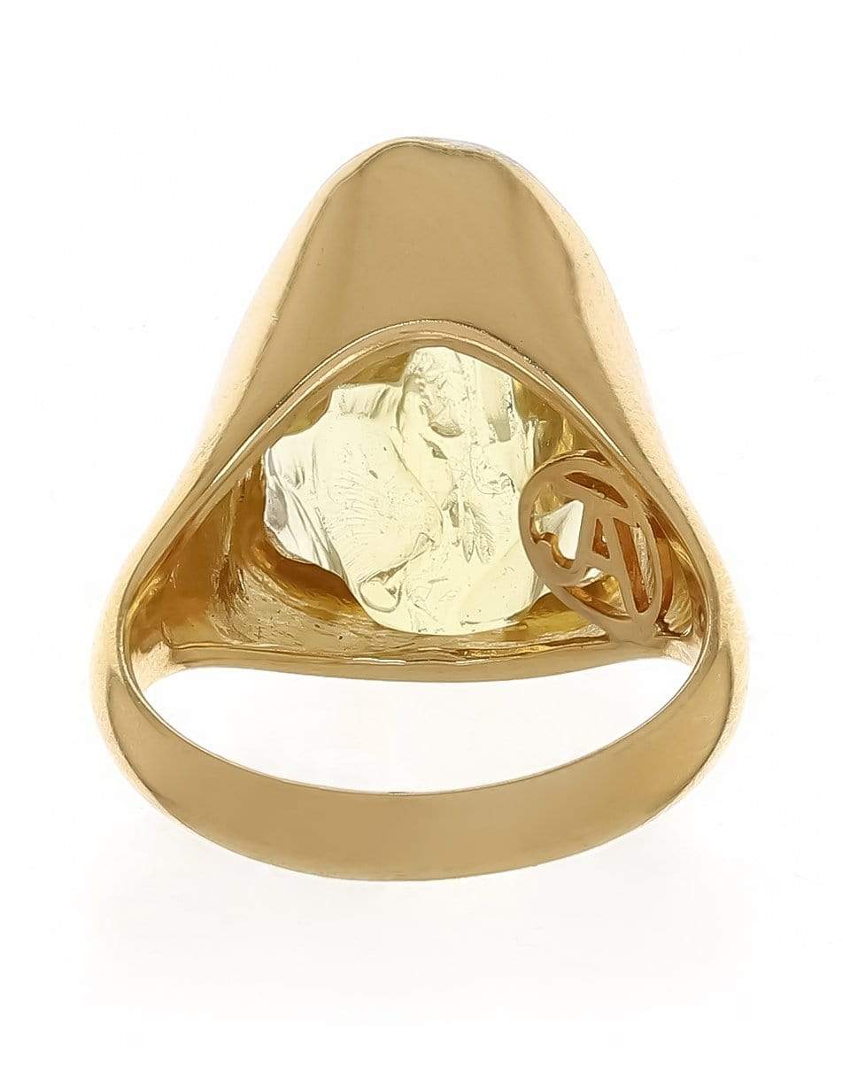 JORGE ADELER-Lemon Quartz and Diamond Ring-YELLOW GOLD