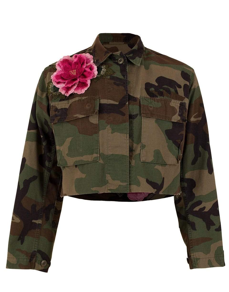 JOSIE BRUNO VINTAGE-Cropped Embellished Military Jacket-