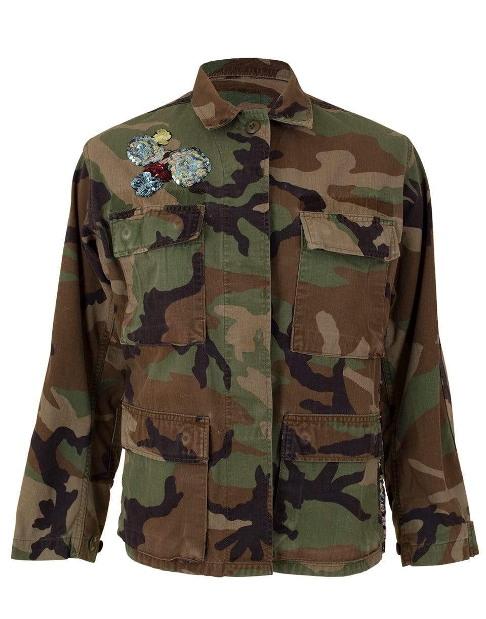 JOSIE BRUNO VINTAGE-Embellished Military Jacket-