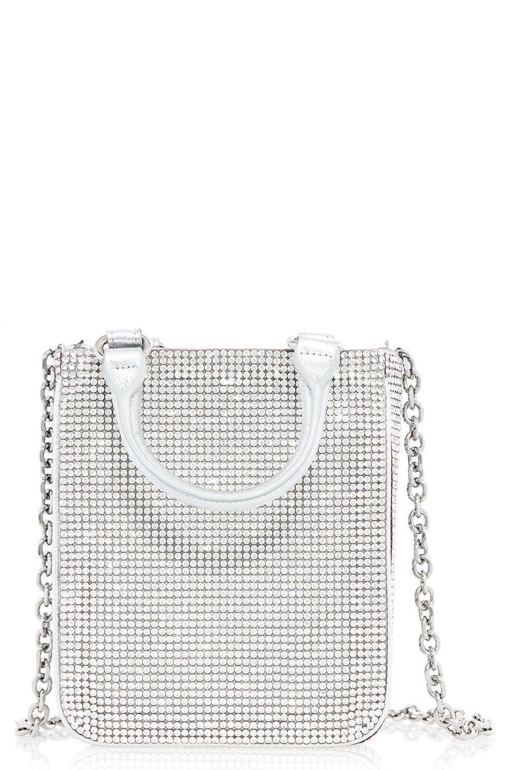 JUDITH LEIBER-Mini Crystal Tote-SILVER