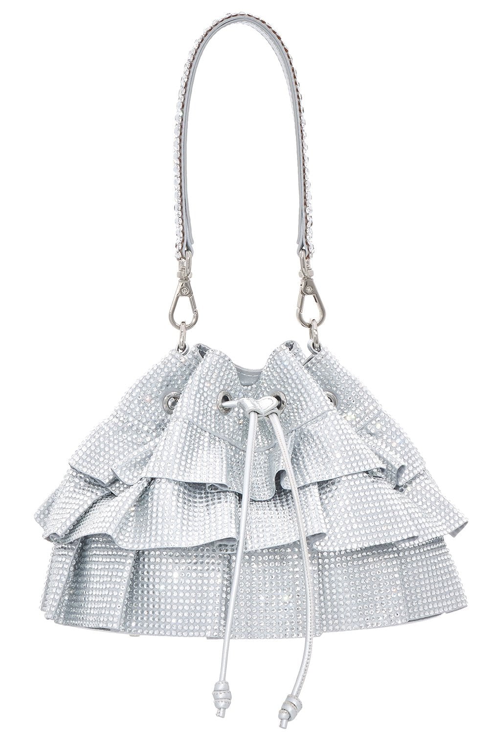 JUDITH LEIBER-Ruffle Pouch-SILVER