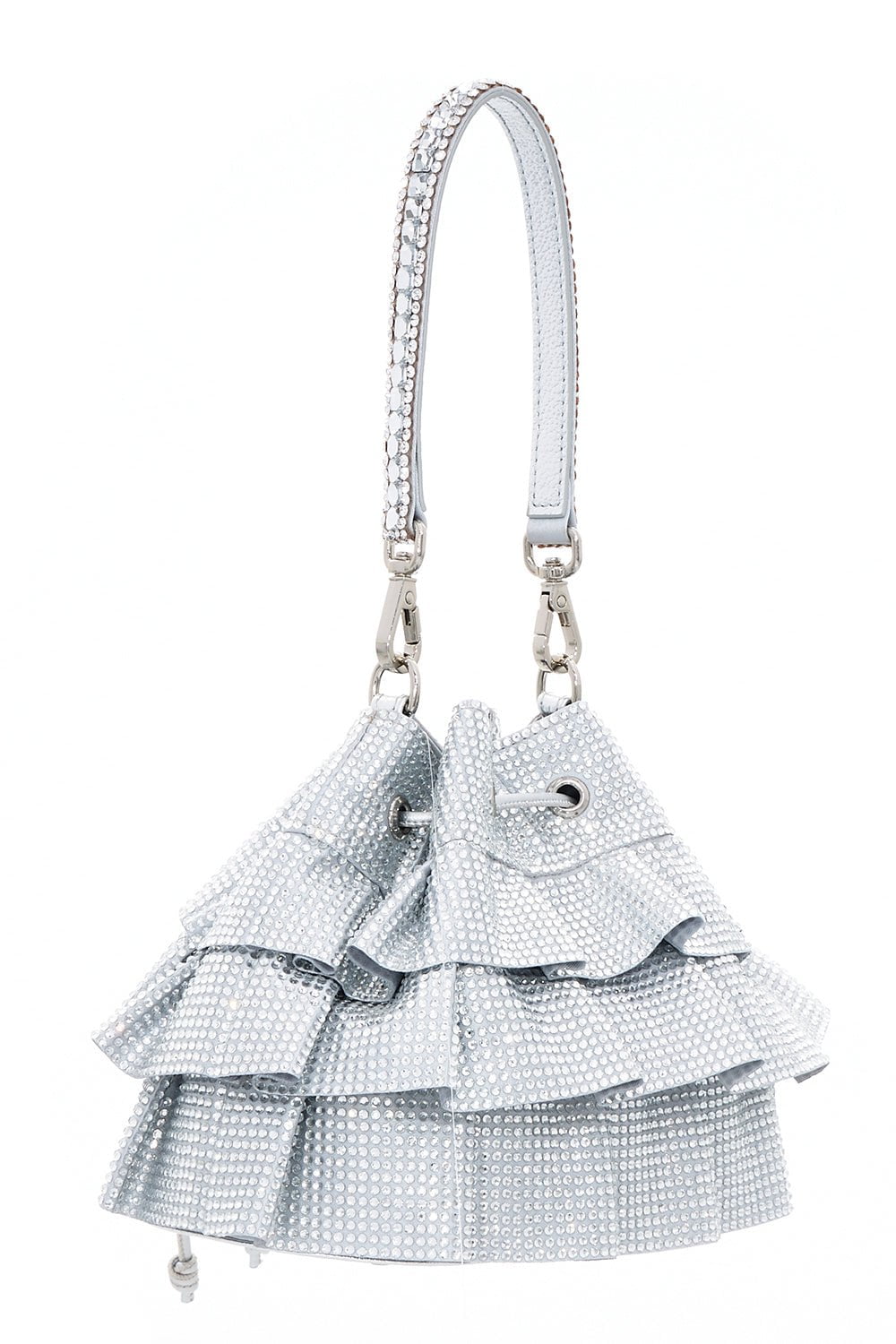 JUDITH LEIBER-Ruffle Pouch-SILVER