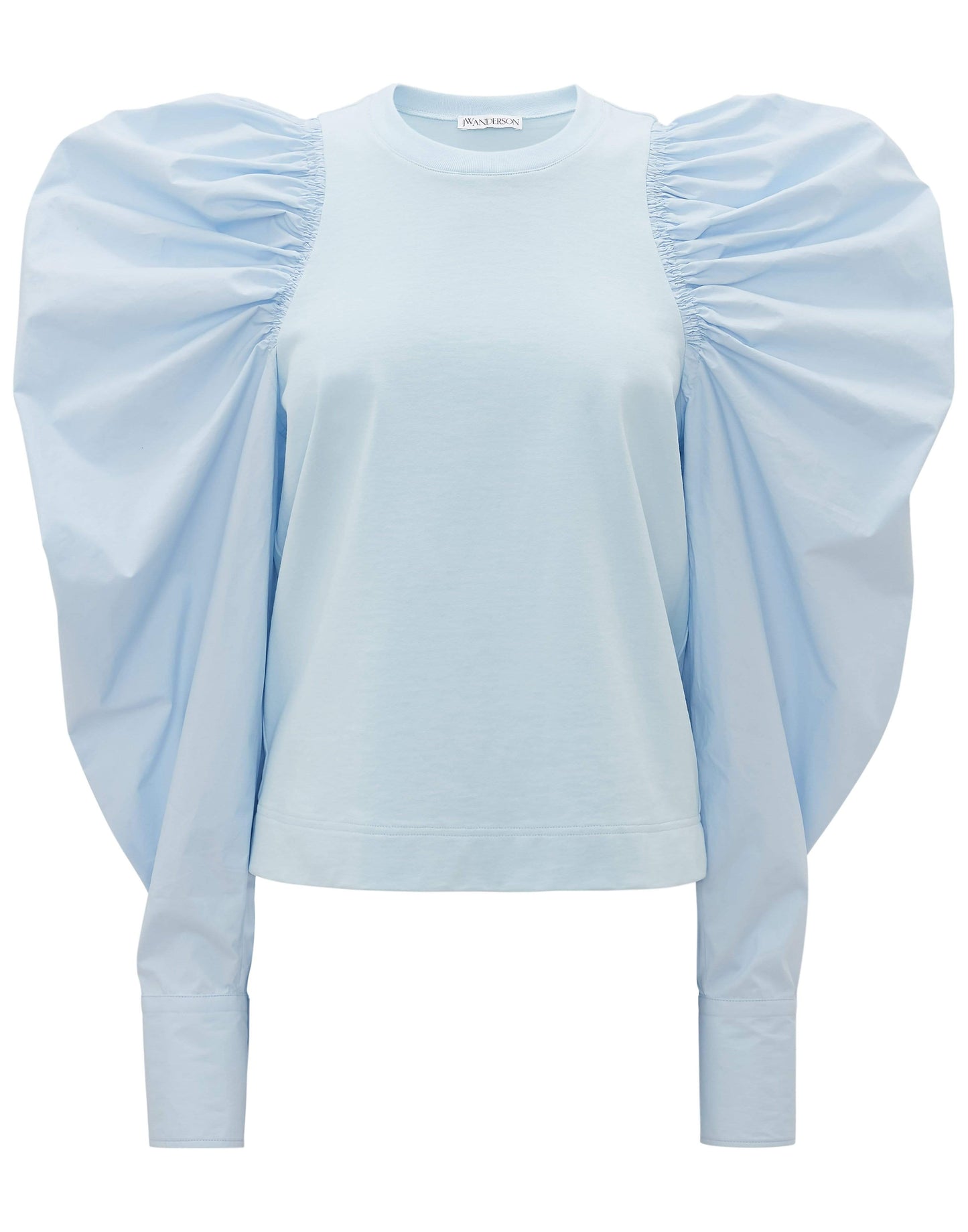 JW ANDERSON-Baby Blue Ruched Long Sleeve Top-