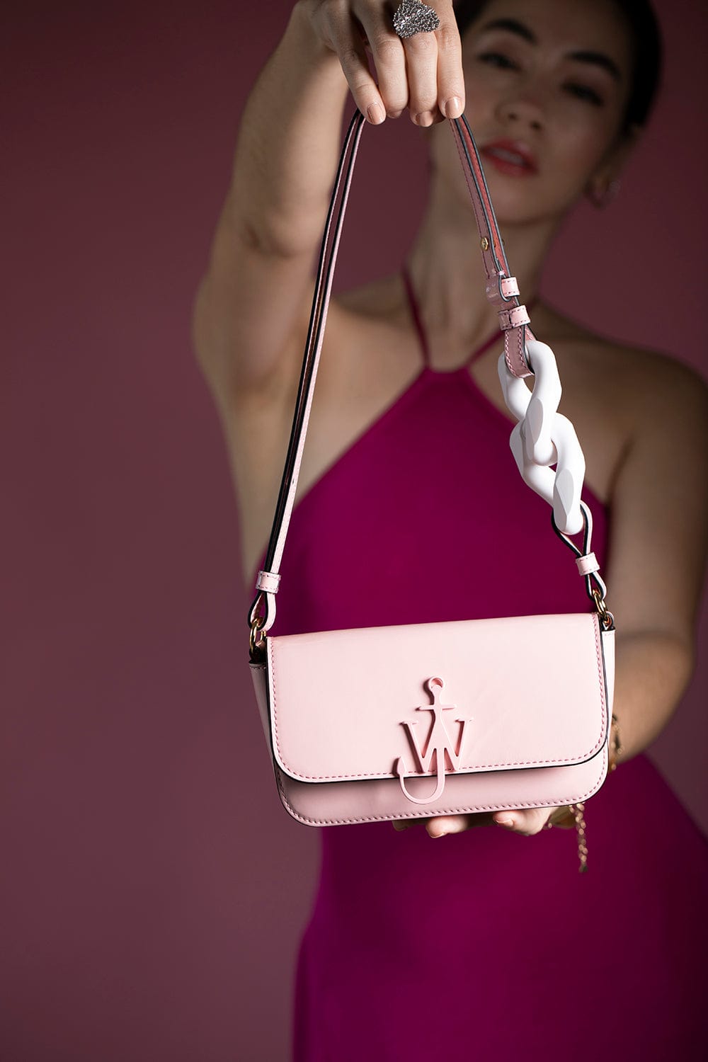 JW ANDERSON-Chain Baguette Anchor Bag - Baby Pink-BABY PINK