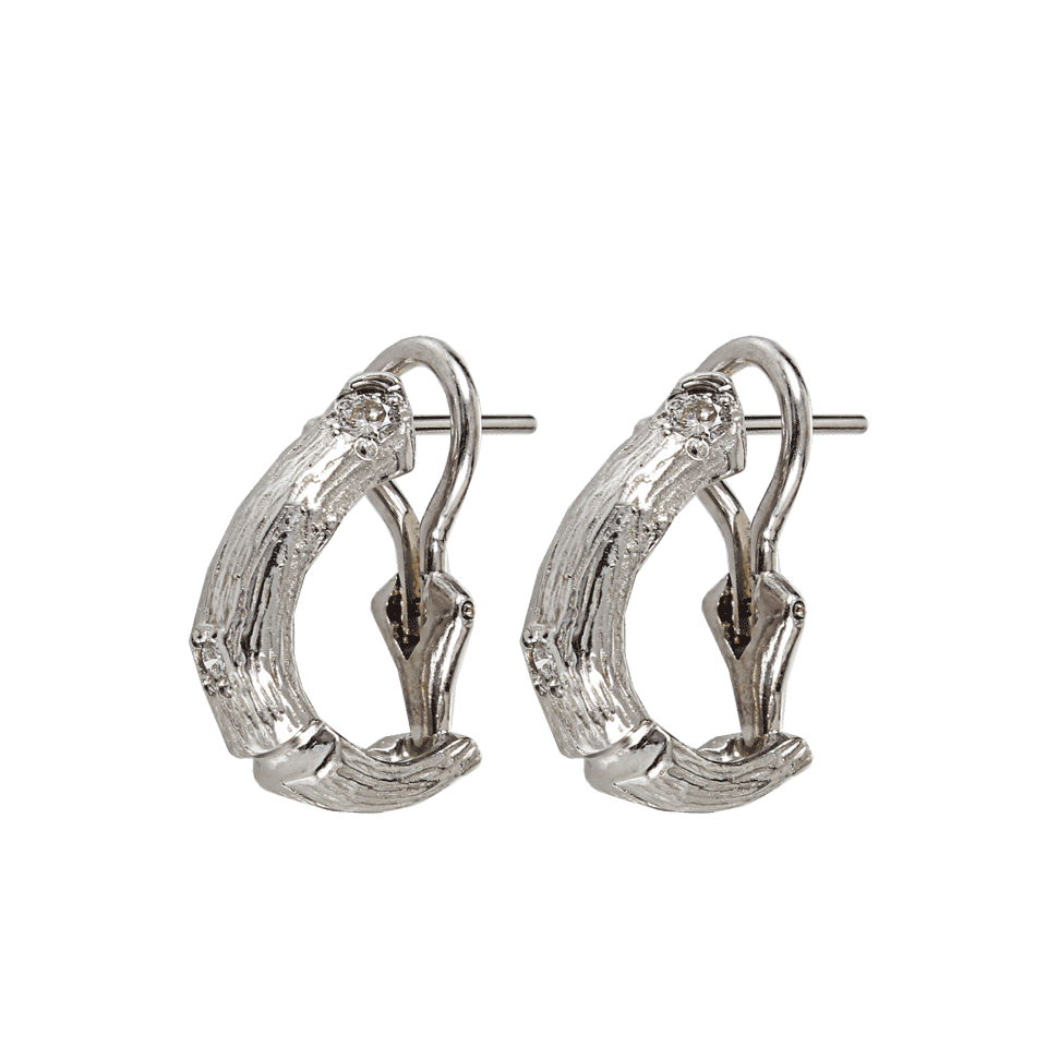 K. BRUNINI-Diamond Twig Huggie Earrings-WHT GOLD