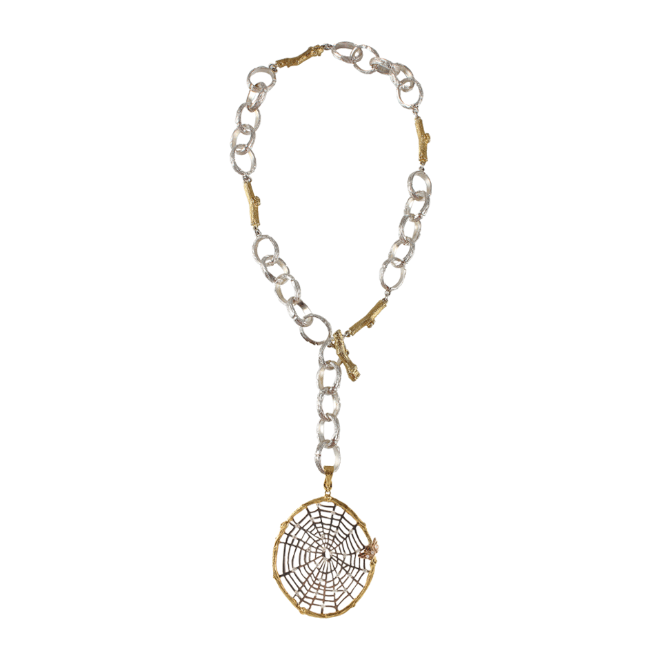 K. BRUNINI-Web Pendant and Twig Necklace-YGLD/SLV