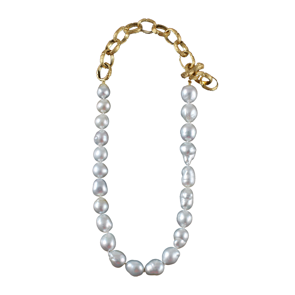 K. BRUNINI-Large Twig and South Sea Pearl Necklace-YLLW GLD