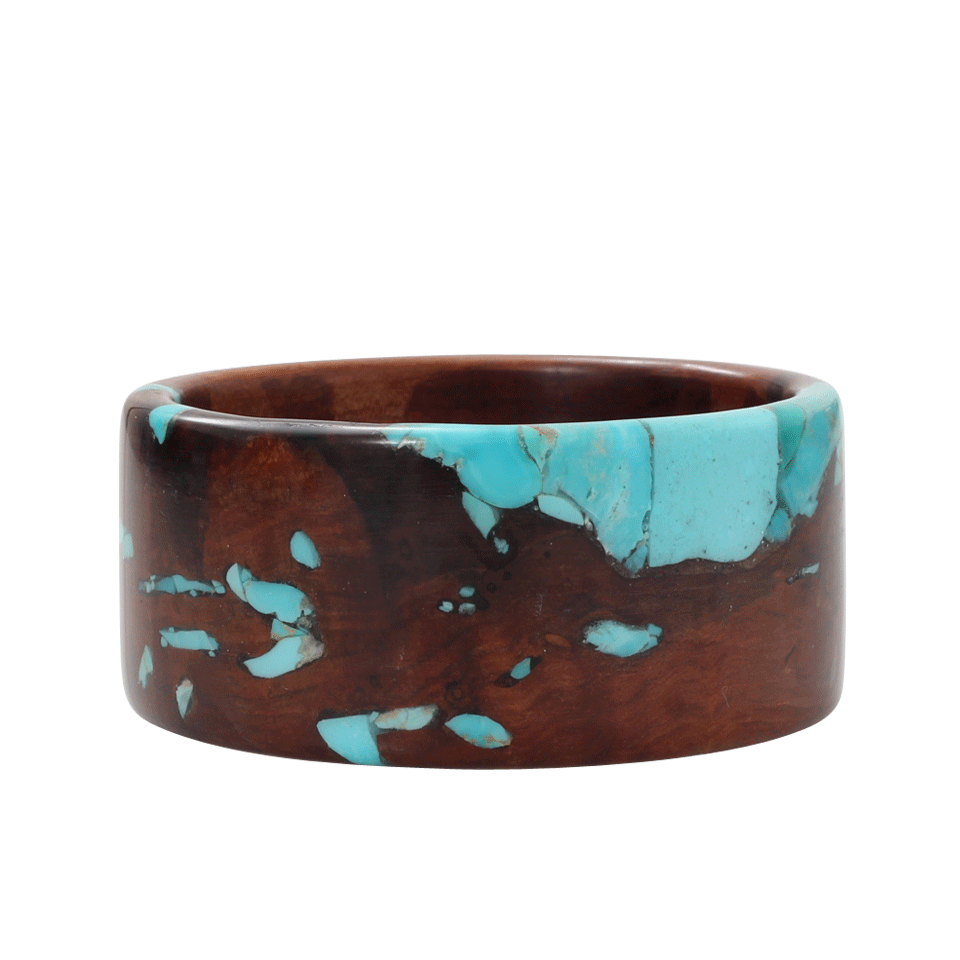 Reclaimed Pear Wood And Turquoise Bangle JEWELRYFINE JEWELBRACELET O KATHERINE JETTER   