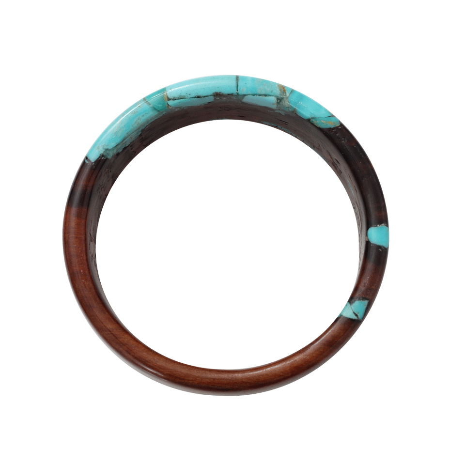 Reclaimed Pear Wood And Turquoise Bangle JEWELRYFINE JEWELBRACELET O KATHERINE JETTER   