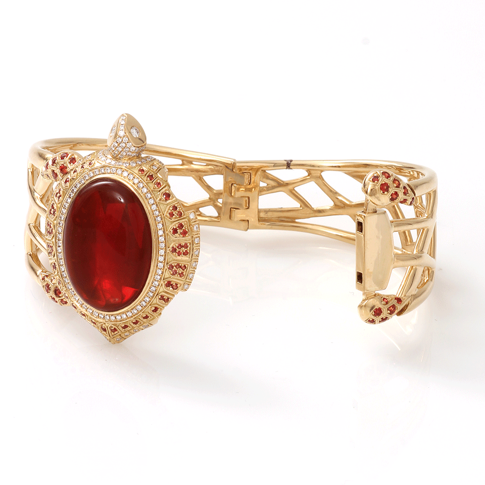 KATHERINE JETTER-Mexican Fire Opal Sea Turtle Cuff-YELLOW GOLD