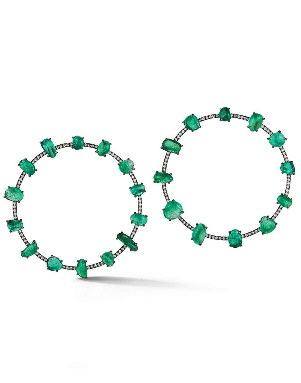 KATHERINE JETTER-Muzo Emerald & Diamond Orbit Earrings-