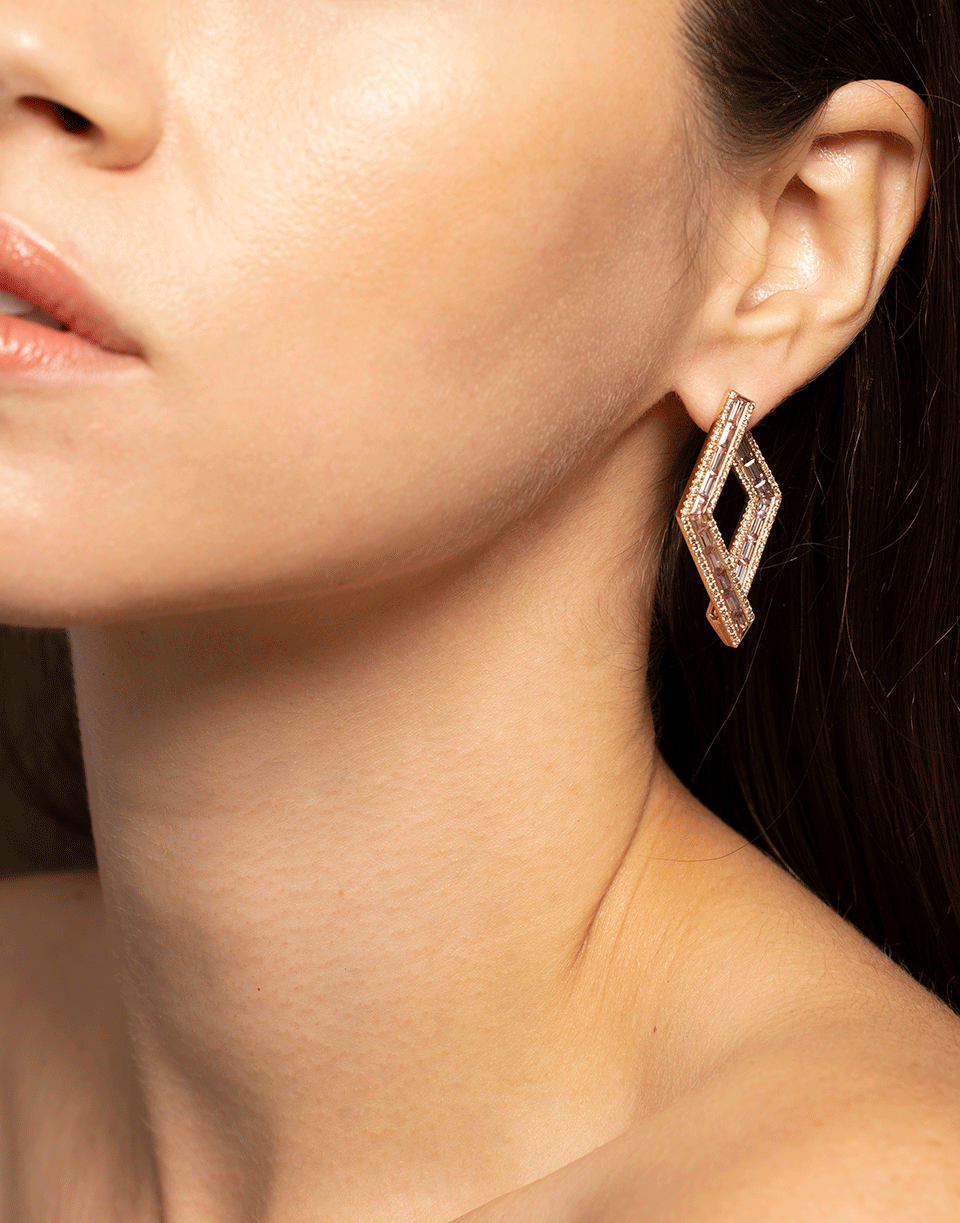 KATHERINE JETTER-Malaya Garnet Geometric Hoop Earrings-ROSE GOLD