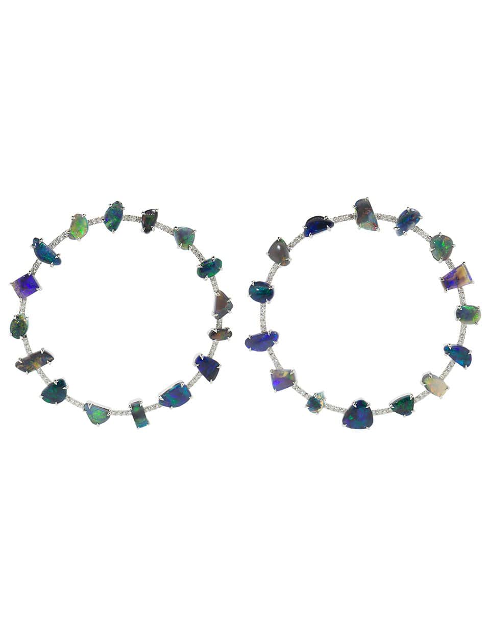KATHERINE JETTER-Opal and Diamond Forward Facing Hoops-WHITE GOLD