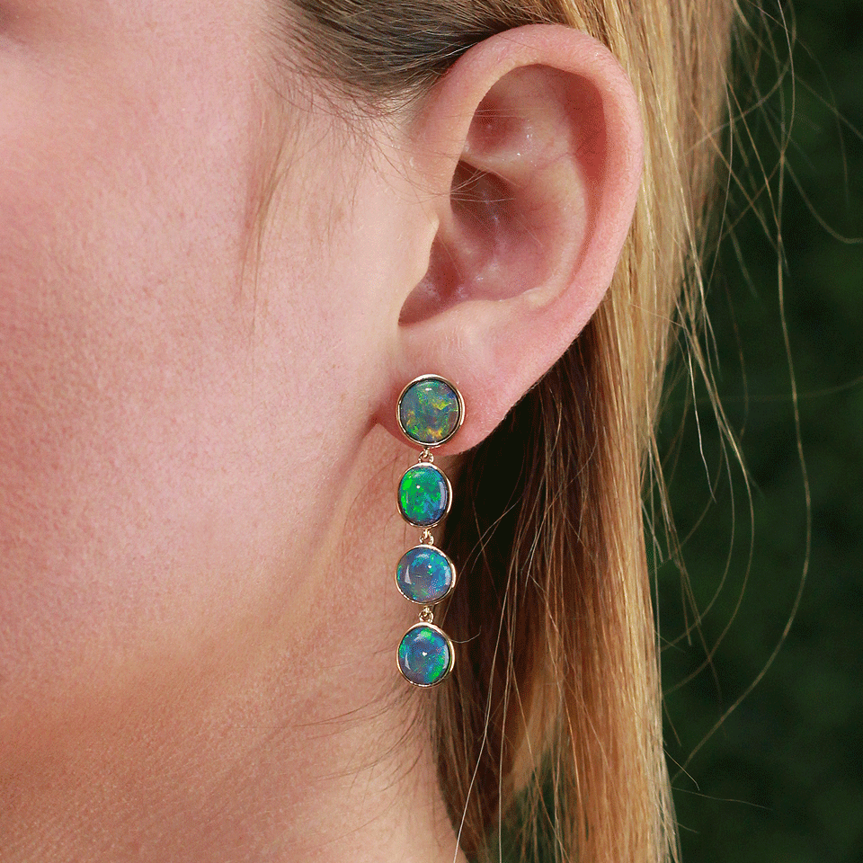 KATHERINE JETTER-Black Opal Drop Earrings-YELLOW GOLD