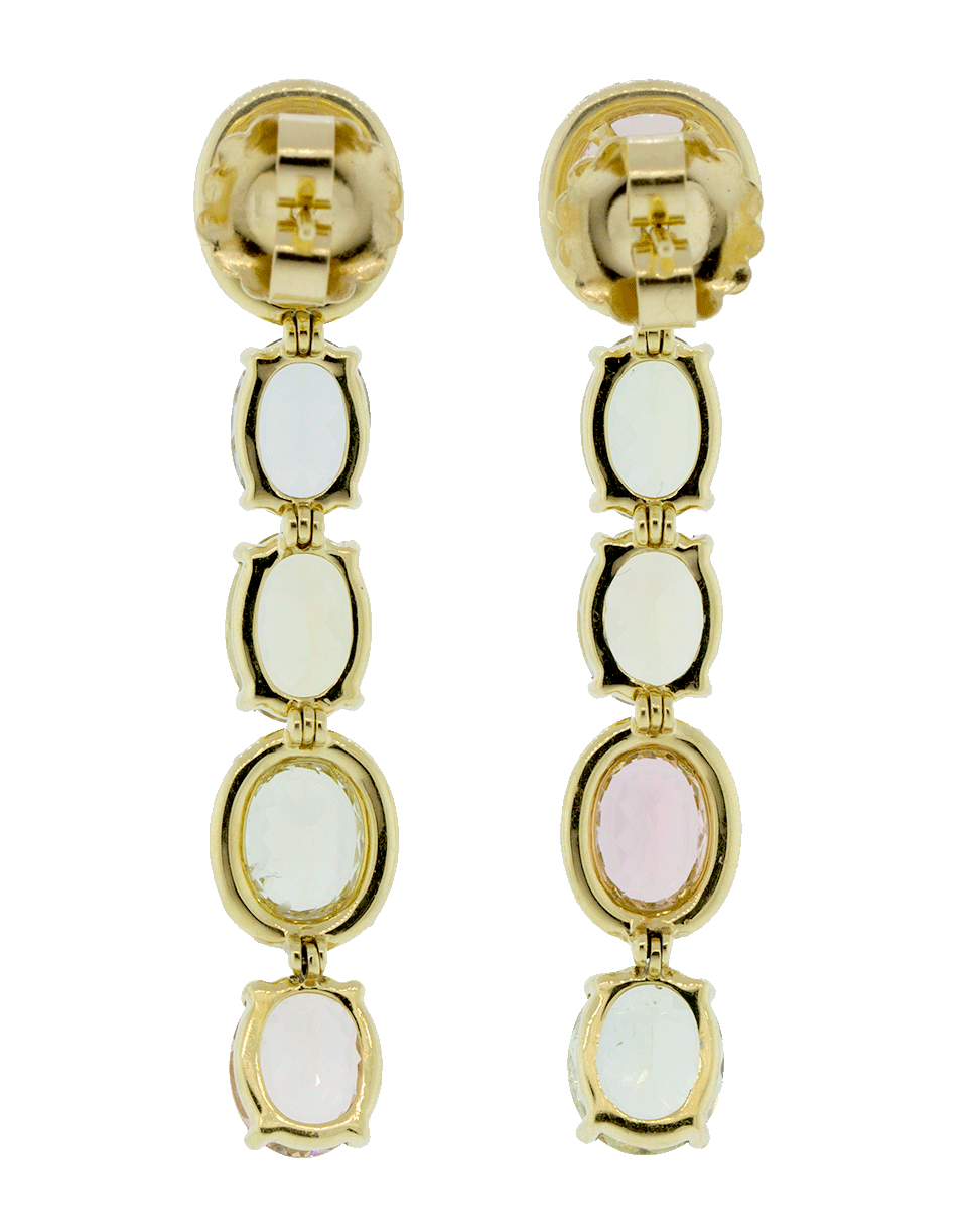 KATHERINE JETTER-Five Drop Pastel Tourmaline And Opal Earrings-YELLOW GOLD