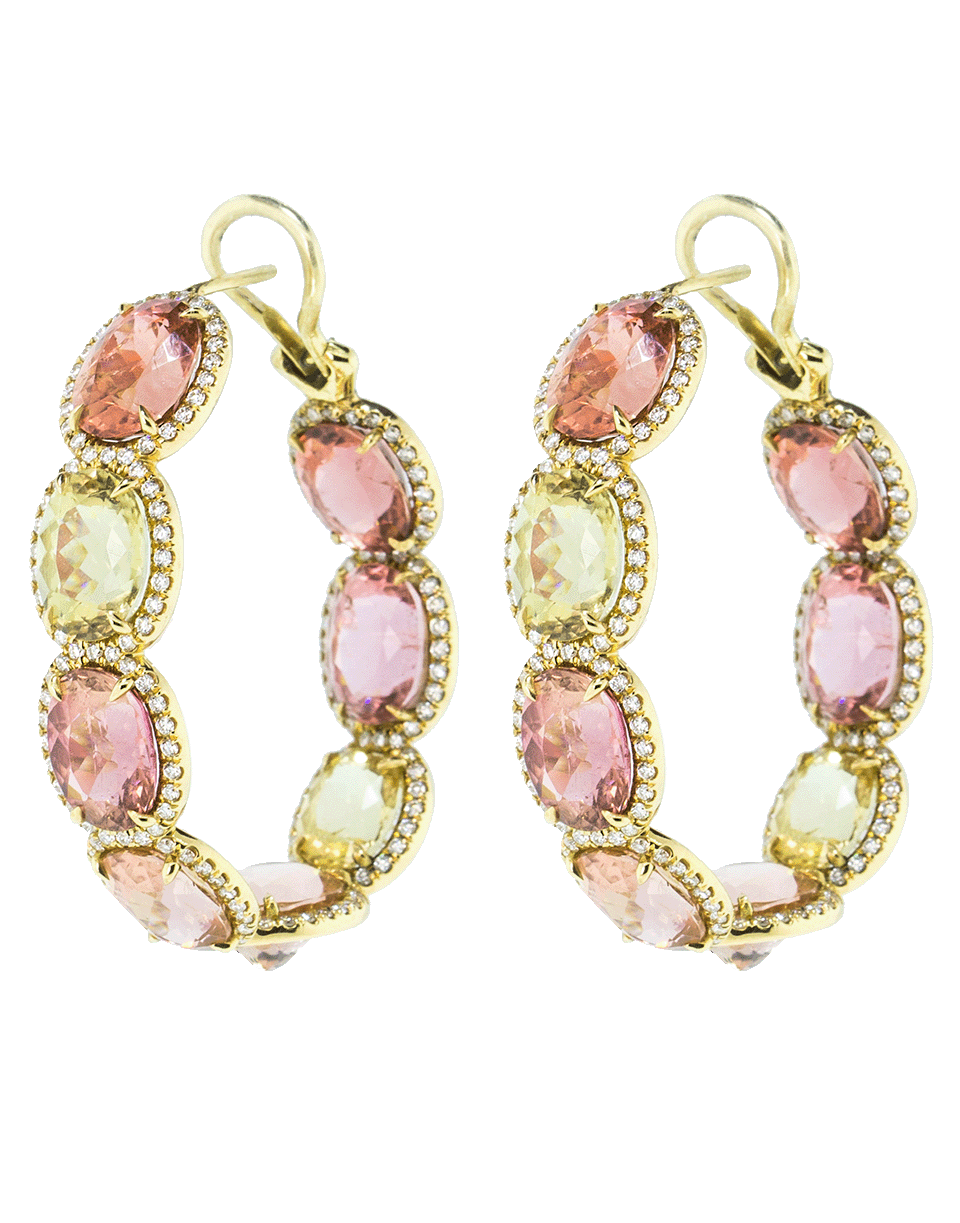 KATHERINE JETTER-Multi-Color Tourmaline Large Oval Hoops-YELLOW GOLD