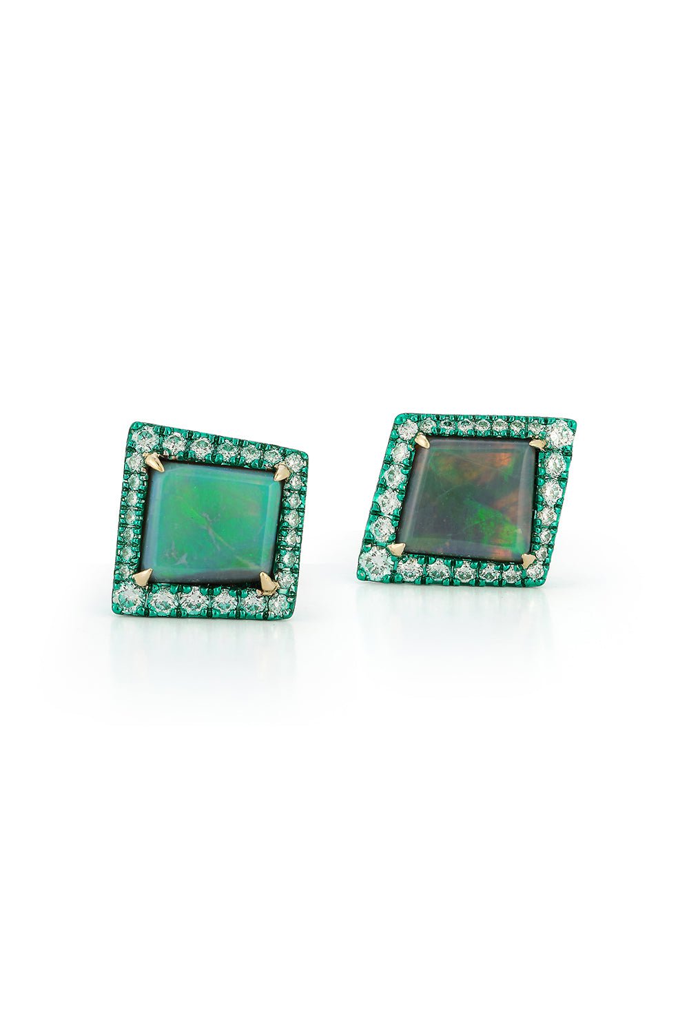 KATHERINE JETTER-Square Opal Stud Earrings-YELLOW GOLD