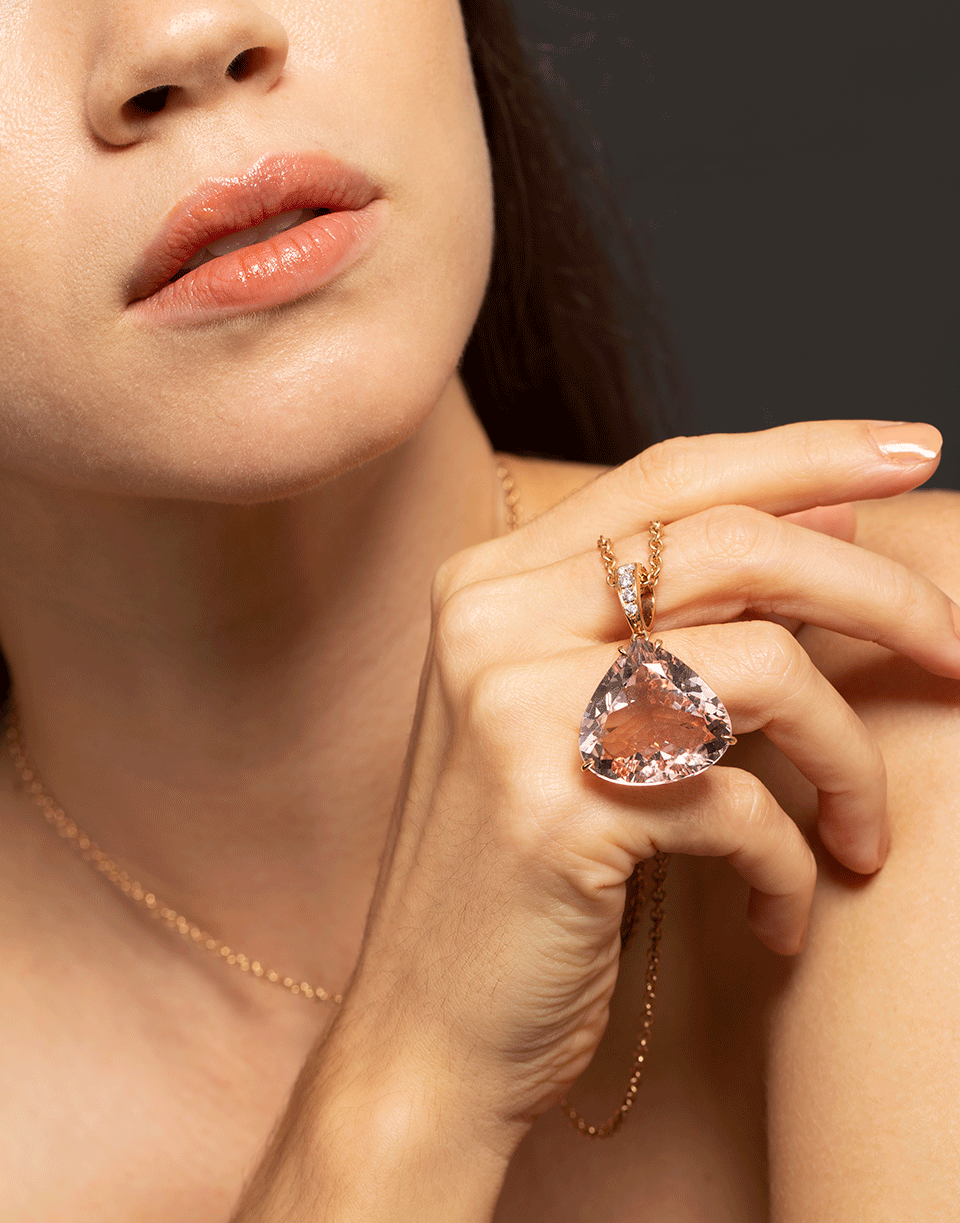 KATHERINE JETTER-Morganite and Diamond Pendant Necklace-ROSE GOLD