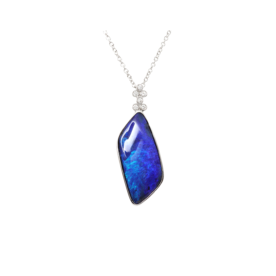 KATHERINE JETTER-Classic Blue Opal Pendant Necklace-WHITE GOLD
