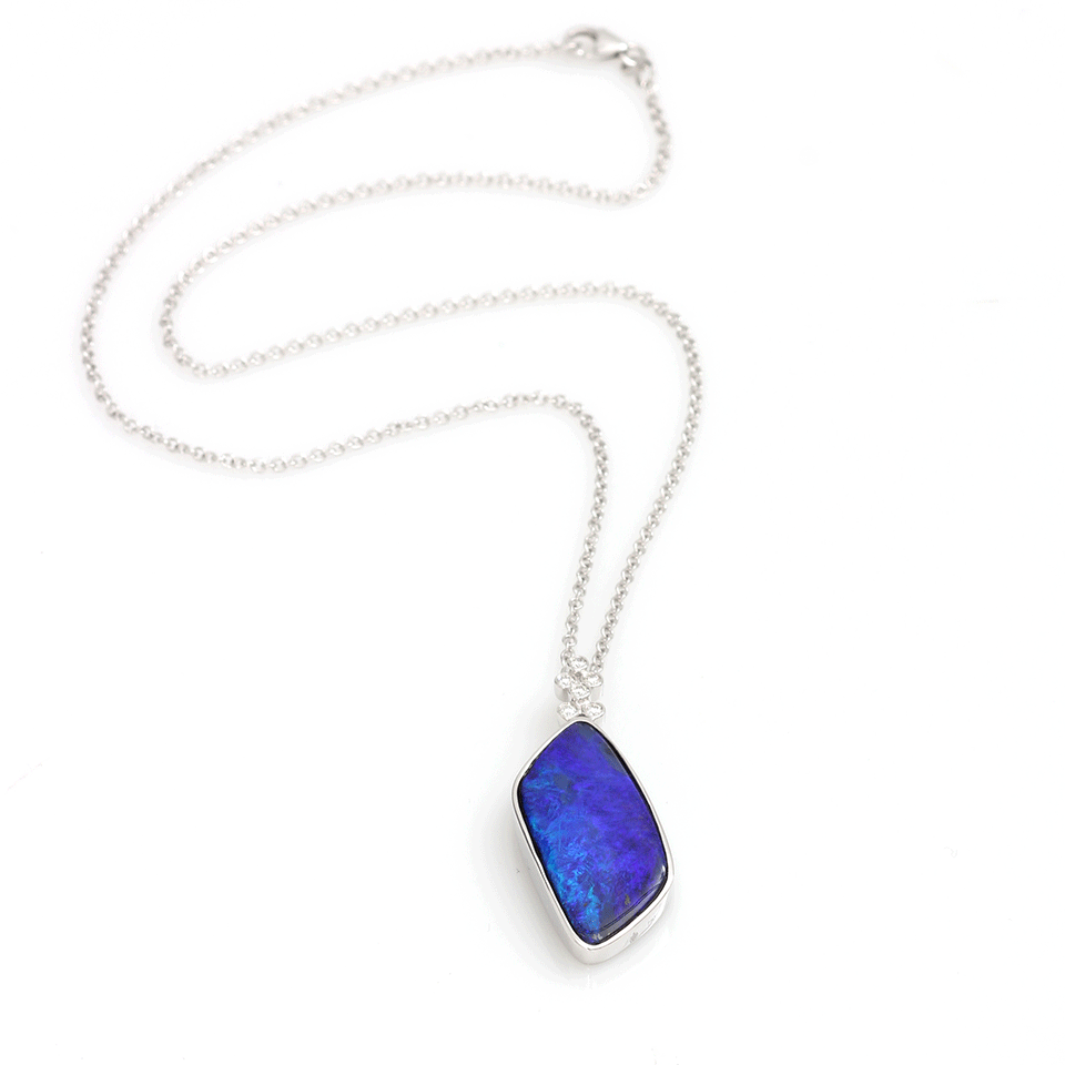KATHERINE JETTER-Classic Blue Opal Pendant Necklace-WHITE GOLD
