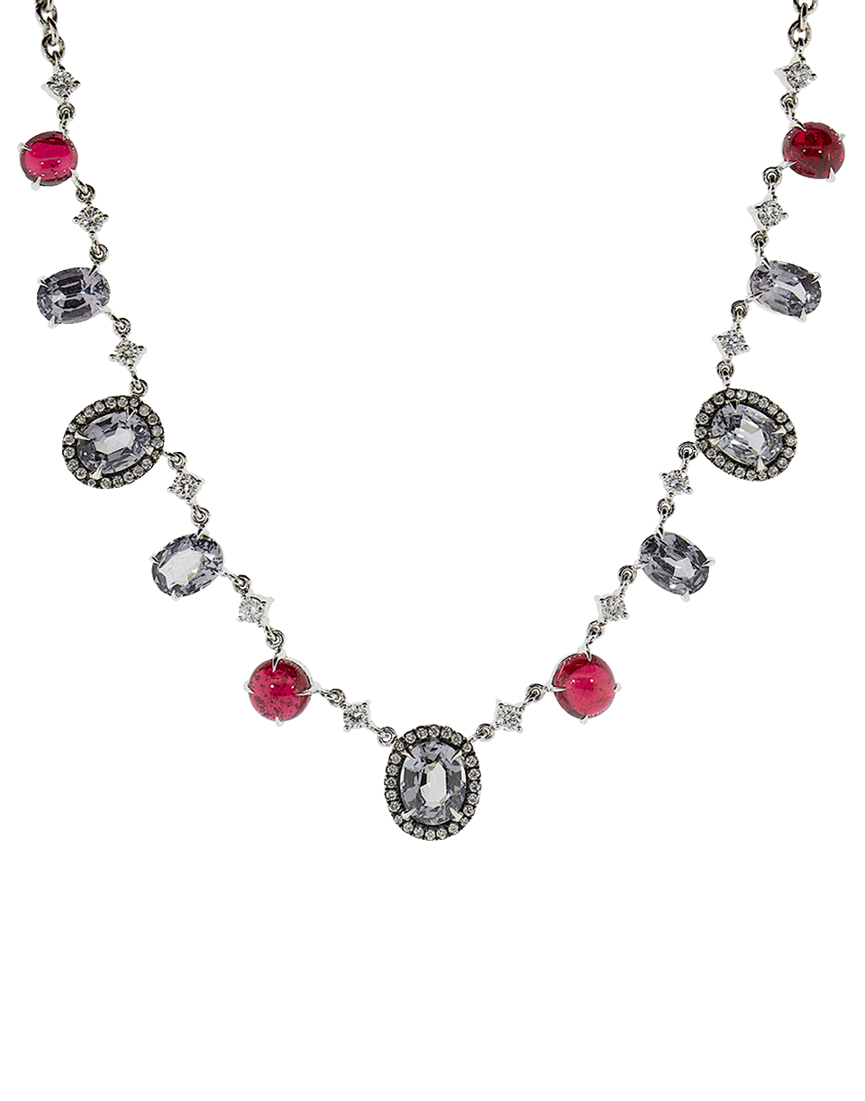 KATHERINE JETTER-Grey And Red Spinel Necklace-WHITE GOLD