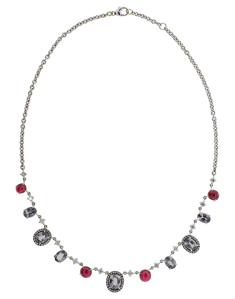 KATHERINE JETTER-Grey And Red Spinel Necklace-WHITE GOLD