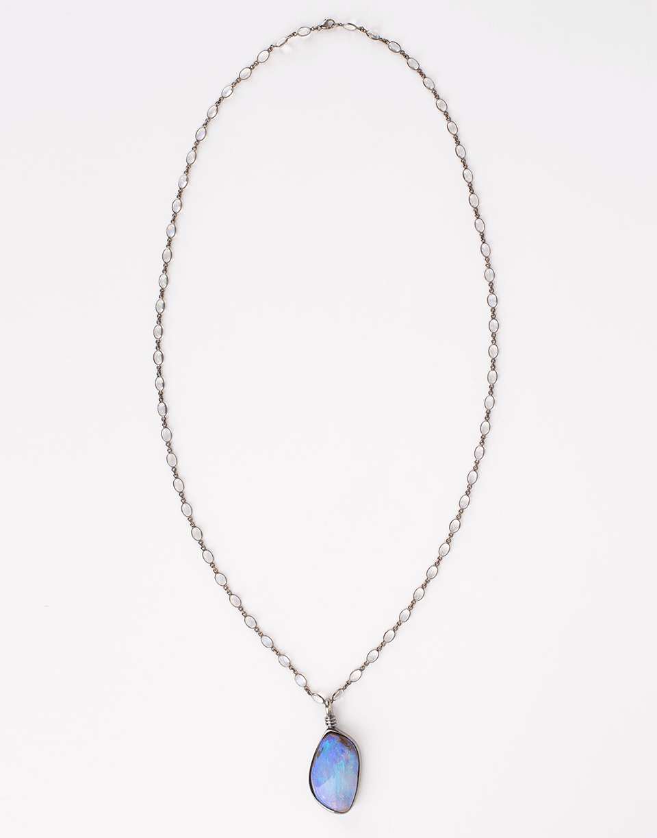 KATHERINE JETTER-Lavendar Chic Opal Pendant Necklace-WHITE GOLD
