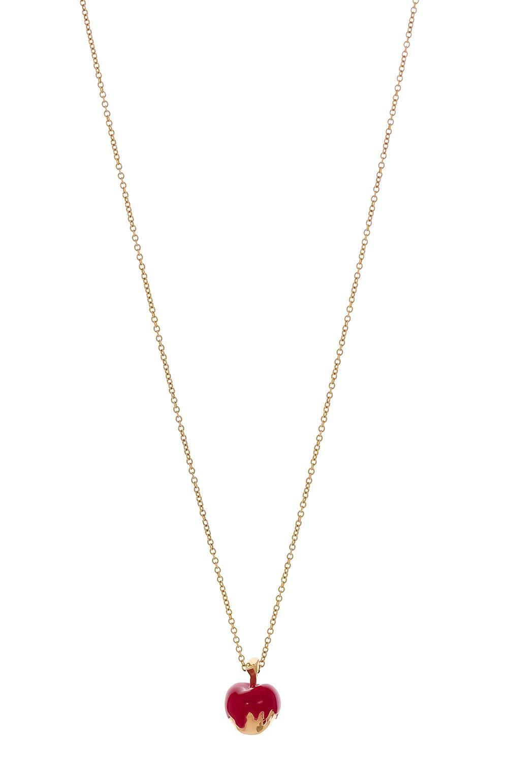 KATHERINE JETTER-Small Cherry Necklace - Pink-YELLOW GOLD