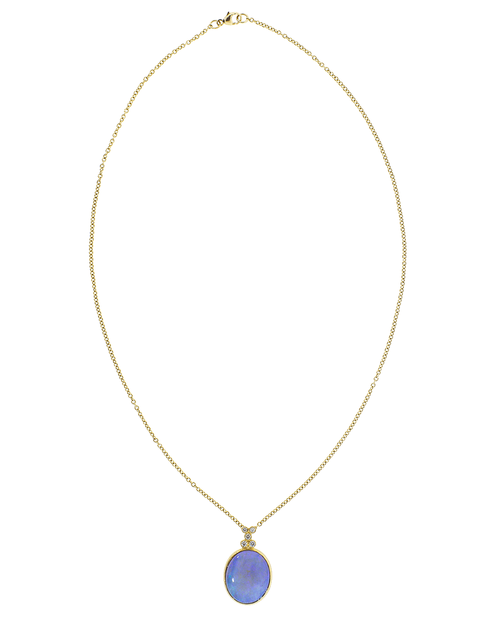 KATHERINE JETTER-Blue Opal Pendant and Diamond Necklace-YELLOW GOLD