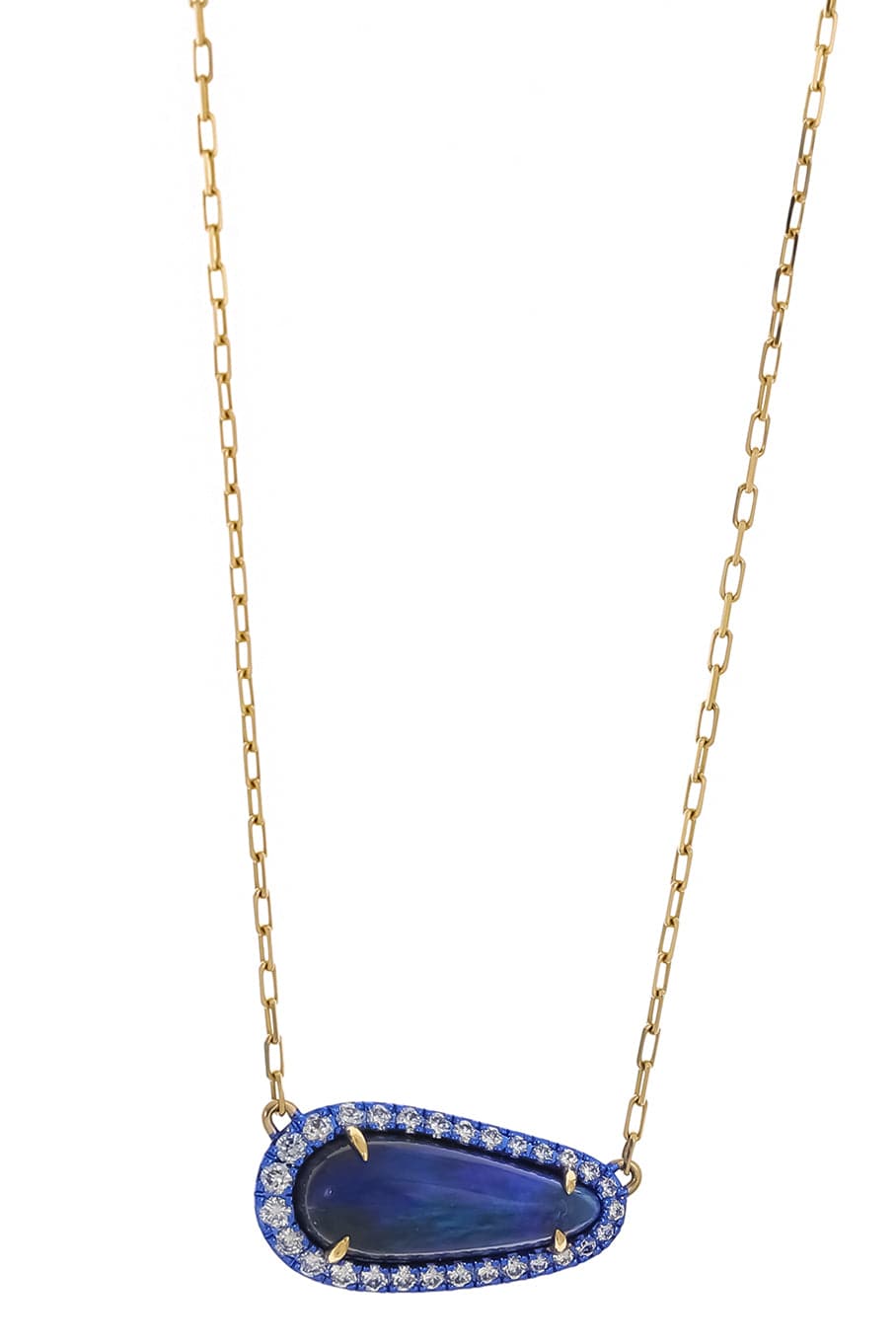 KATHERINE JETTER-Opal and Diamond Blue Rhodium Necklace-YELLOW GOLD