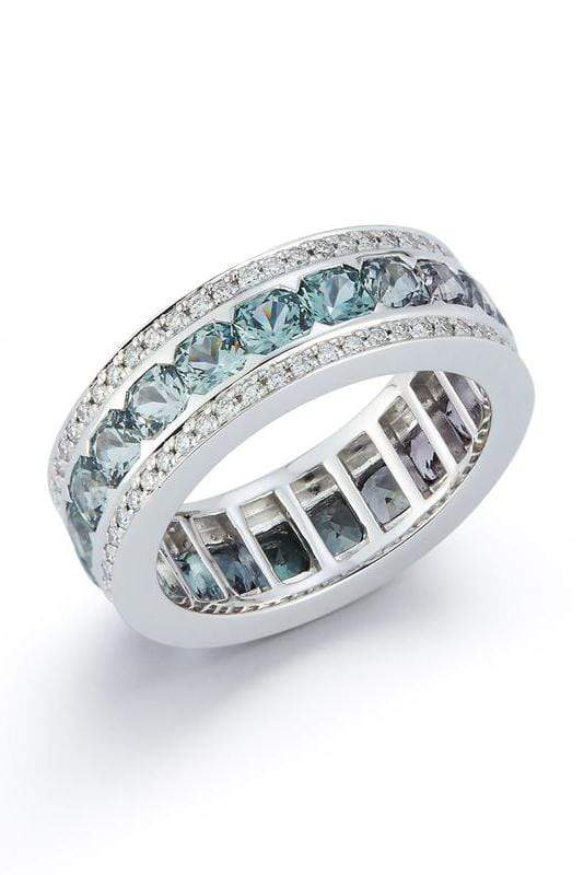 KATHERINE JETTER-Grey Blue Spinel and Diamond Origami Ring-WHITE GOLD
