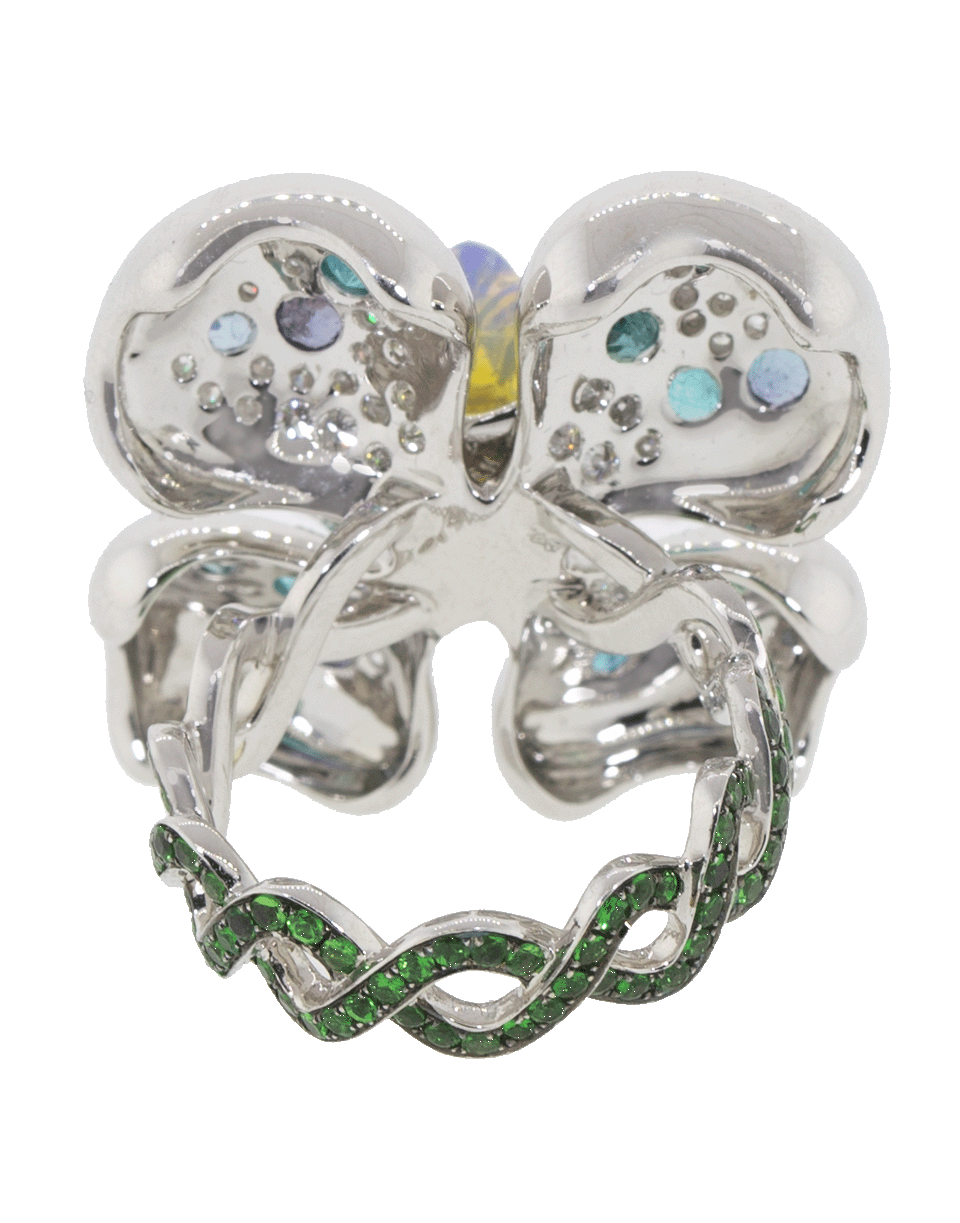 KATHERINE JETTER-Opal And Diamond Pave Mini Fleur Ring-WHITE GOLD