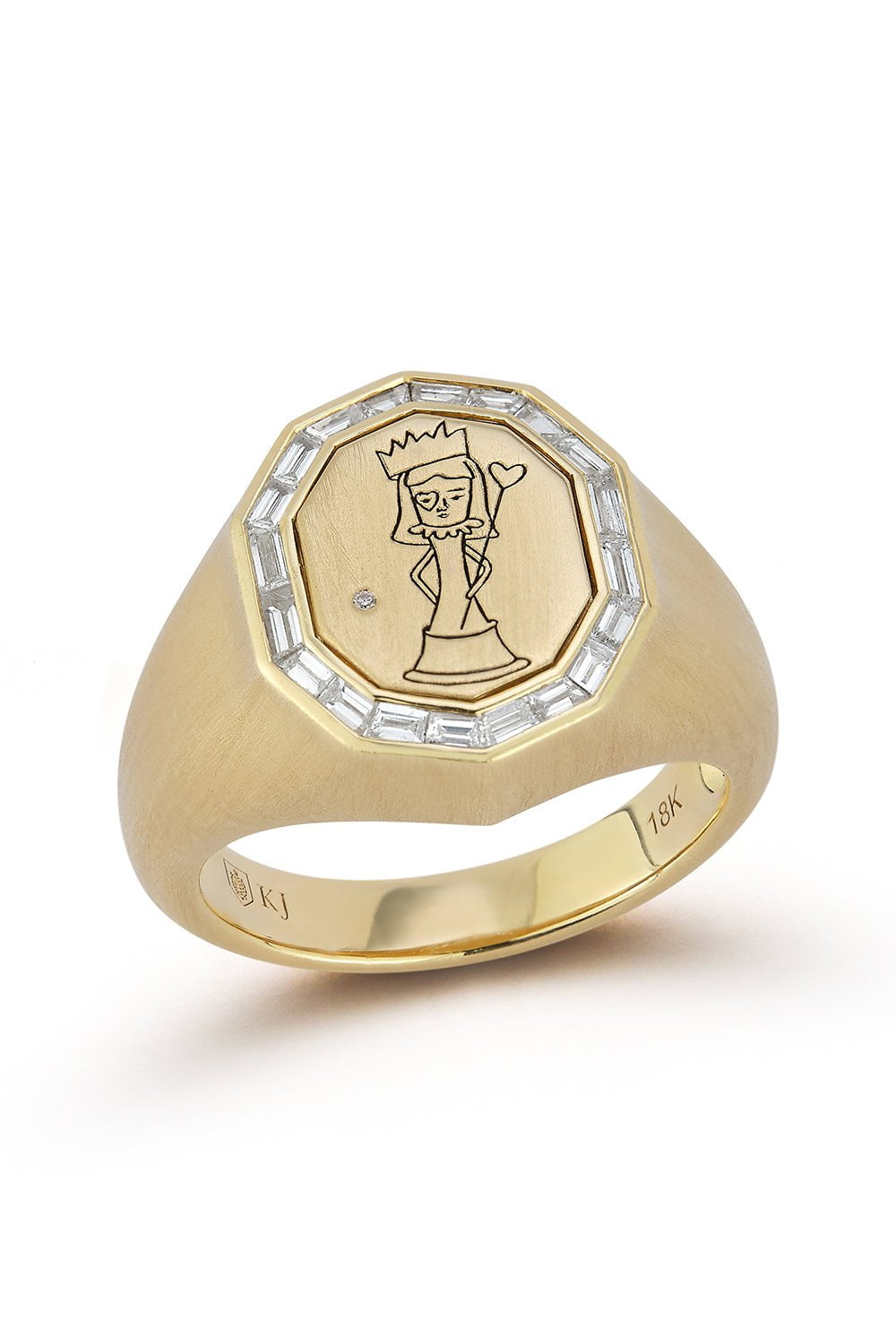 KATHERINE JETTER-The Baguette Queen Of Hearts Ring-YELLOW GOLD
