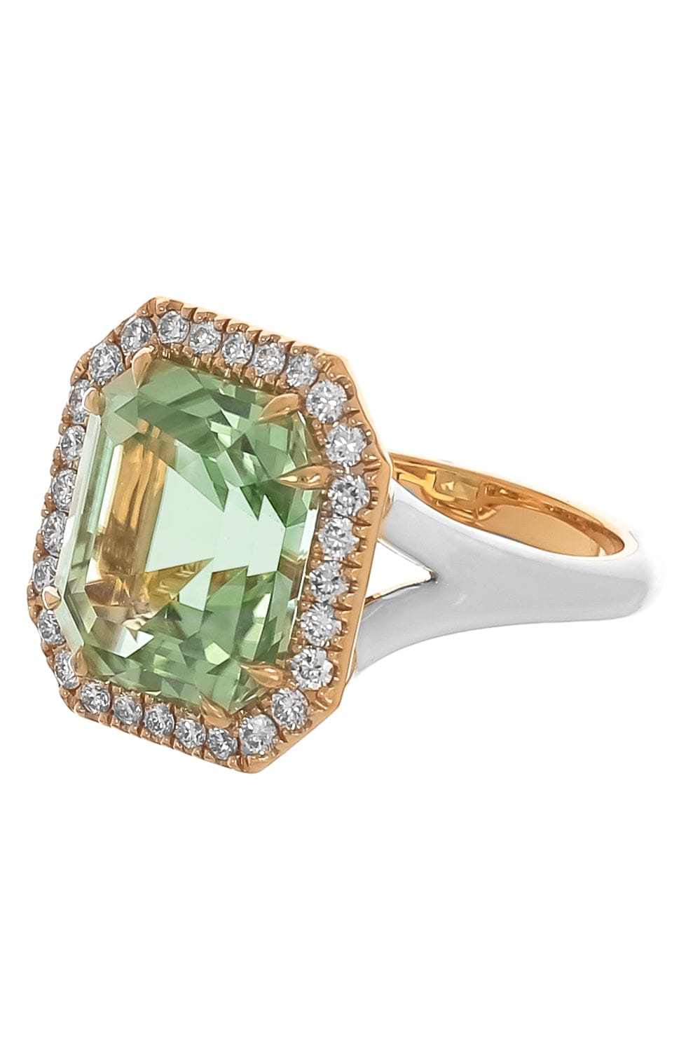 KATHERINE JETTER-Mint Green Tourmaline White Enamel Ring-YELLOW GOLD