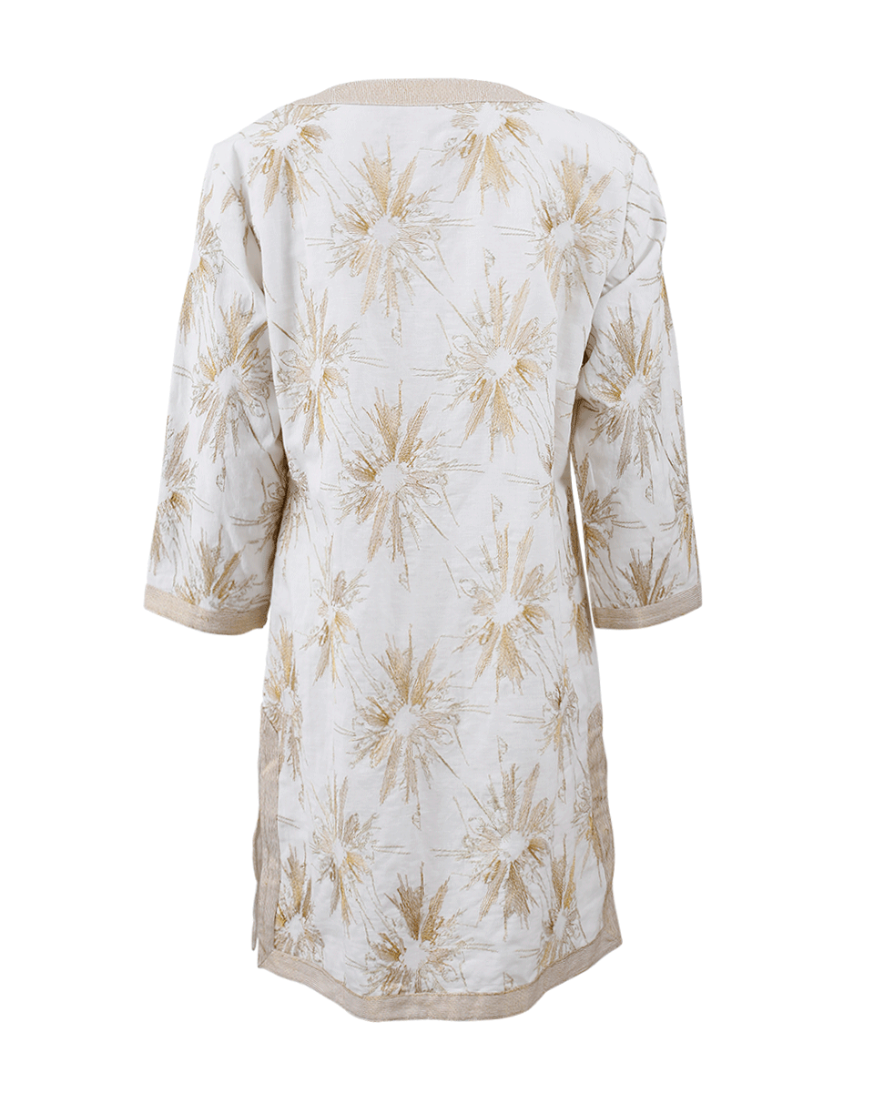 KATHY COMELLI-Embroidered Caftan-WHT/GLD