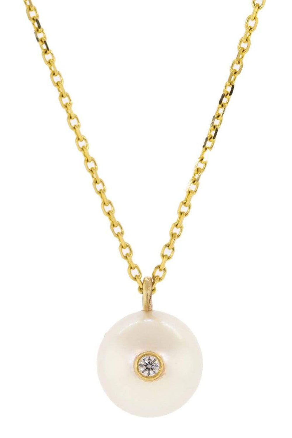 KATKIM-Diamond Oasis Pearl Necklace-YELLOW GOLD