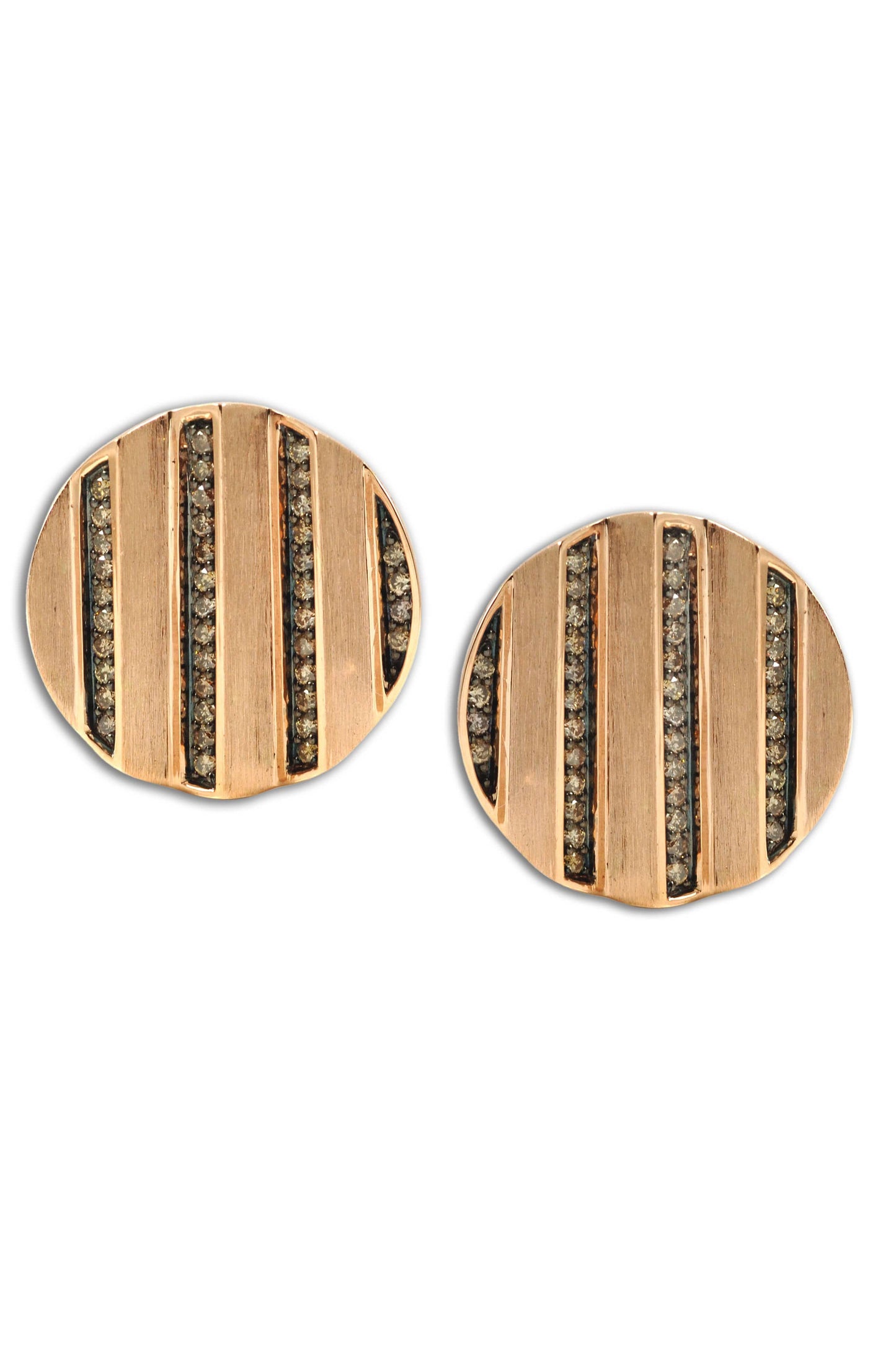 KAVANT & SHARART-Brown Diamond Button Earrings-ROSE GOLD