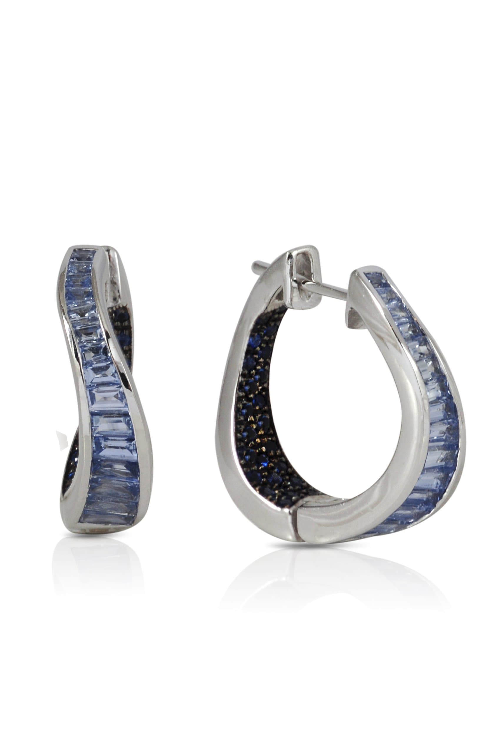KAVANT & SHARART-Blue Sapphire Talay Wave Twist Earrings-WHITE GOLD