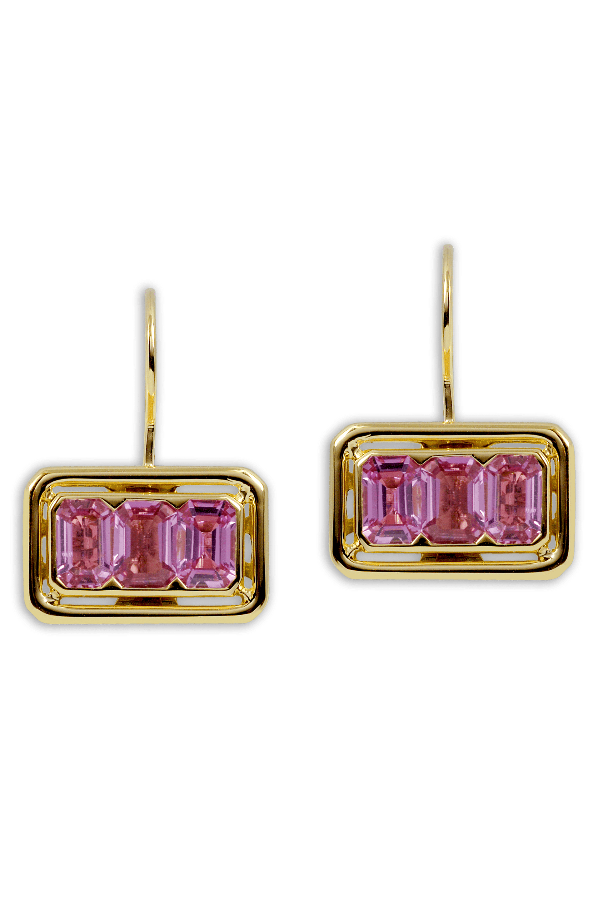 KAVANT & SHARART-Pink Sapphire Twist Trilogy Earrings-YELLOW GOLD