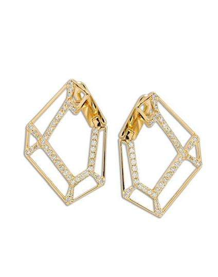 KAVANT & SHARART-Origami Link NO.5 Skeleton Diamond Earrings-YELLOW GOLD