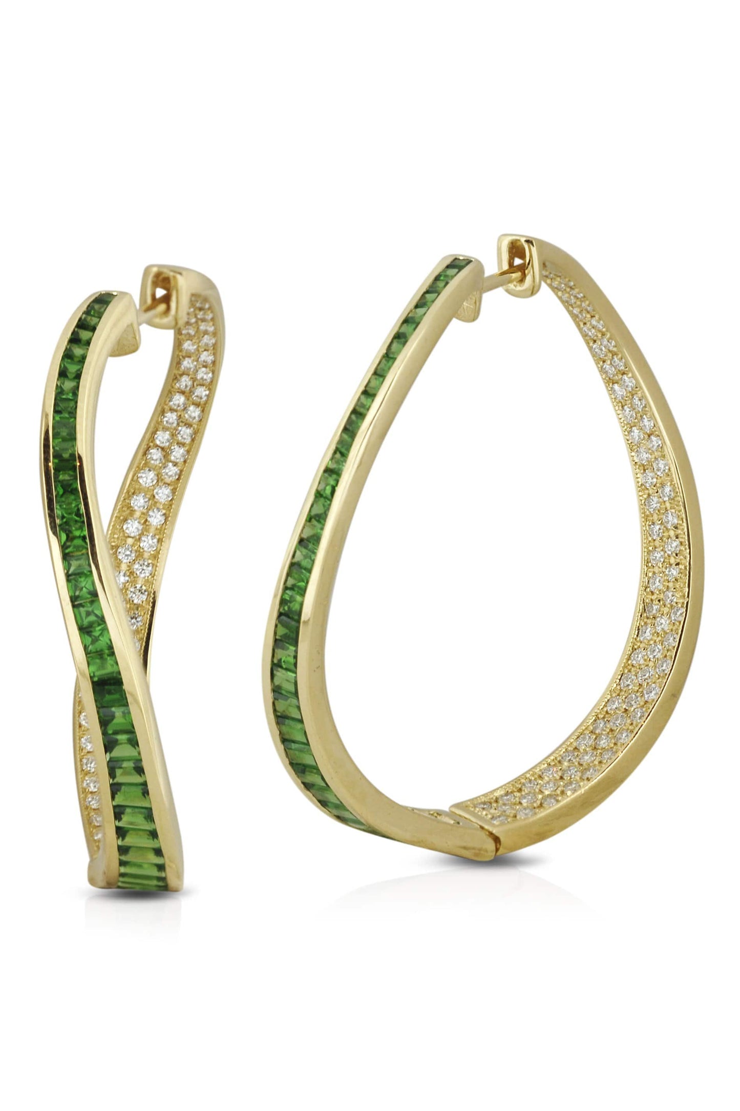 KAVANT & SHARART-Tsavorite Talay Wave Twist Hoop Earrings-YELLOW GOLD