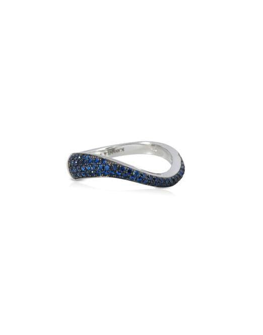 KAVANT & SHARART-Talay Blue Sapphire Pave Wave Ring-WHITE GOLD