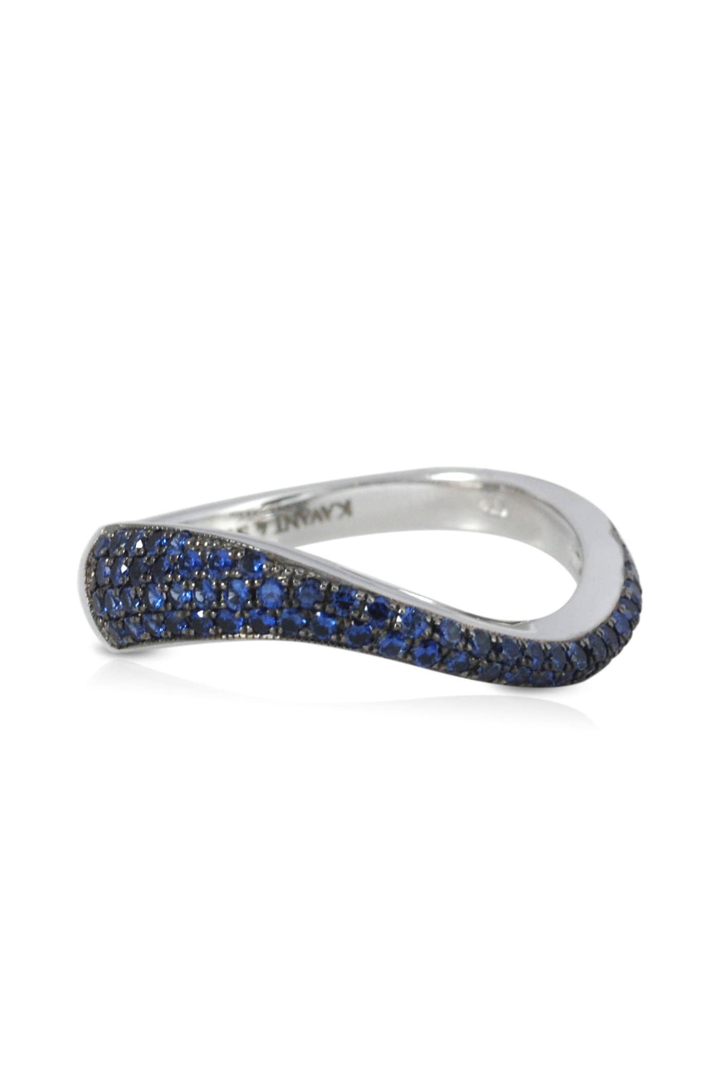 KAVANT & SHARART-Pave Blue Sapphire Talay Flow Wave Ring-WHITE GOLD
