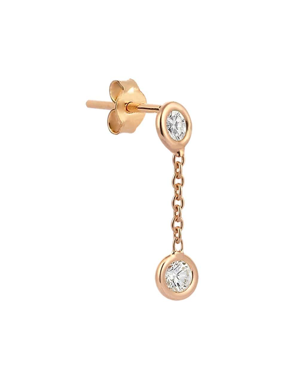 KISMET BY MILKA-2 Solitaire Diamond Chain Earring-ROSE GOLD